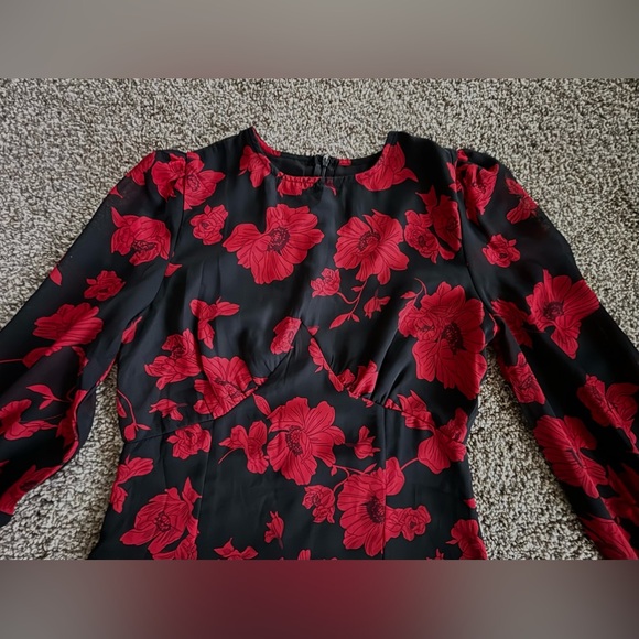 FORE Women’s Black Red Midi Dress. Size S. Floral Poppy Print. Lined. Gorgeous! - Picture 6 of 14
